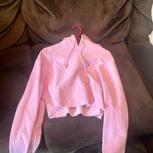 Pink Champion Cropped Hoodie